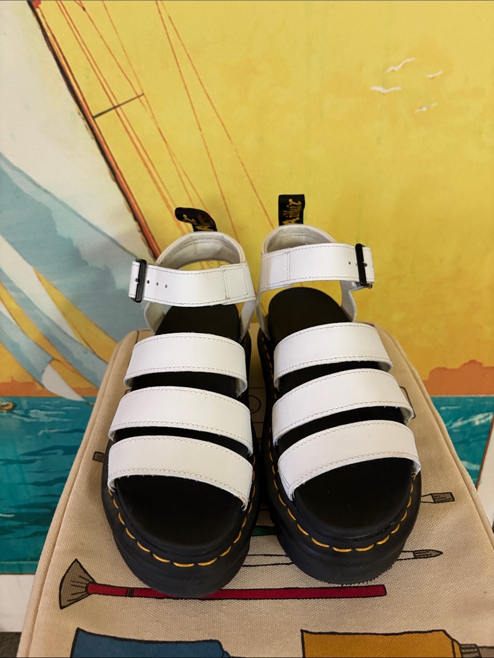 Dr Martens Blaire White Leather Strappy Sandals -